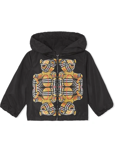 Burberry Babies' Kids Lightweight Thomas Bear Print Hooded Jacket (3-14 Years) In Black