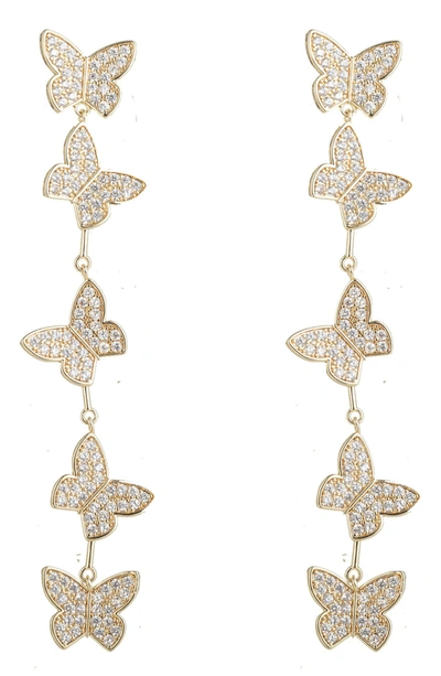 Eye Candy Los Angeles Eden Pave Cz Butterfly Drop Earrings In Gold