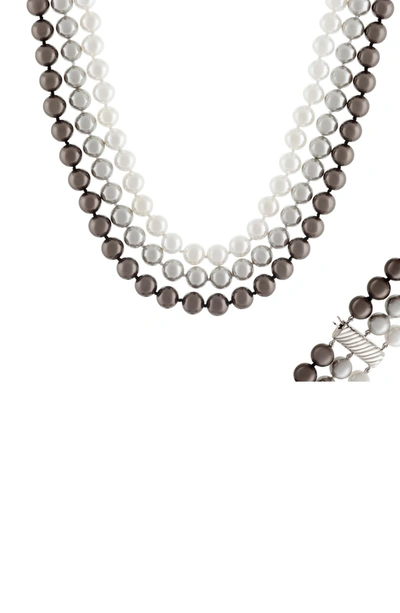 Splendid Pearls Triple Row Shell Pearl Necklace In Multi