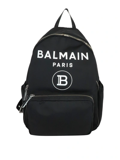Balmain Branded Backpack In Black