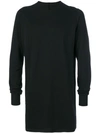 Rick Owens Drkshdw Elongated Long Sleeve T-shirt In Black