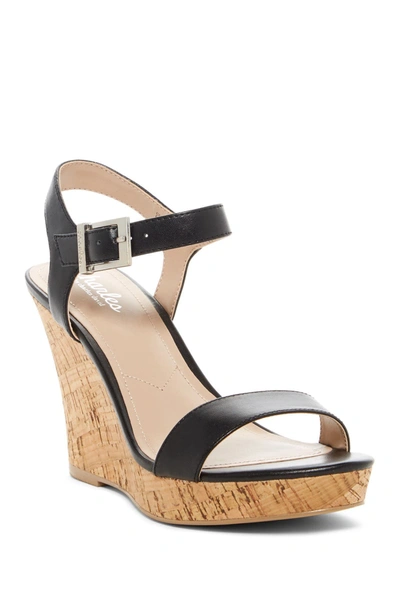 Charles By Charles David Lindy Faux Leather Wedge Sandal In Black-sm