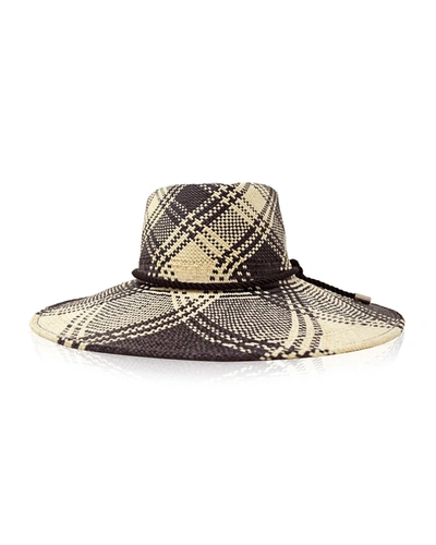Gigi Burris Hilma Handmade Plaid Straw Hat In Natural And Black
