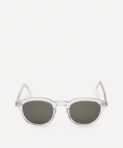 Monokel Nelson Round Sunglasses In Crystal/grey Solid Lens