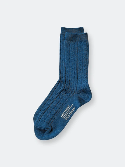 Paper Project Wool Cable Crew Sock In Blue