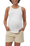 Stowaway Collection Maternity Pleated Tank In White