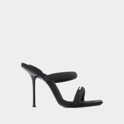 Alexander Wang Julie Logo-print Webbing Heeled Mules In Black