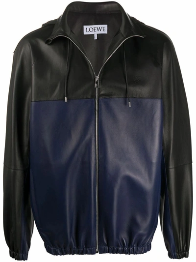 Loewe Men's Black Leather Outerwear Jacket