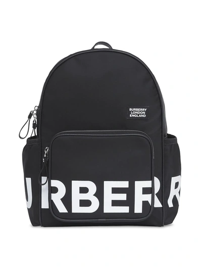 Burberry Logo Print Econyl® Backpack In Black White