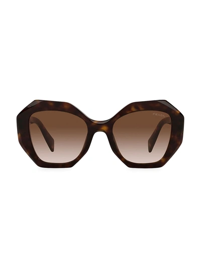 Prada Women's Geometric Sunglasses, 53mm In Tortoise/brown Gradient