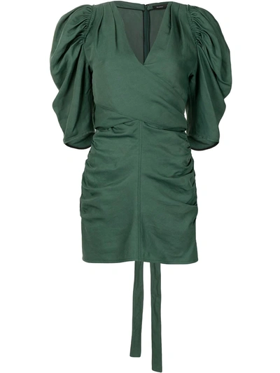 Proenza Schouler Shirred Puff-sleeve Top In Bright Green