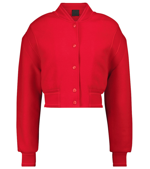 Givenchy Cropped Paneled Wool Bomber Jacket In Red | ModeSens