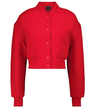 Givenchy Cropped Paneled Wool Bomber Jacket In Red