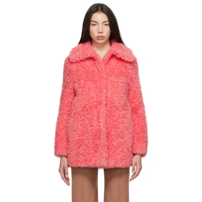 Stella Mccartney Kyla Faux Shearling Coat In Bright Pink
