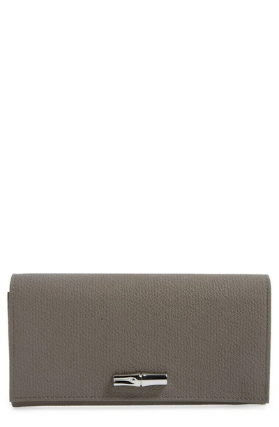 Longchamp Roseau Leather Continental Wallet In Turtledove