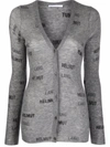 Helmut Lang Ribbed Logo-knit Wool Cardigan In Grey