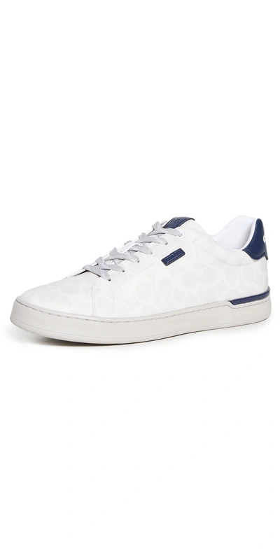 Coach Signature Tennis Cup Sole Low-top Sneakers In Chalk Cobalt