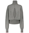 Victoria Beckham Cutout Cashmere-blend Turtleneck Sweater In Grey
