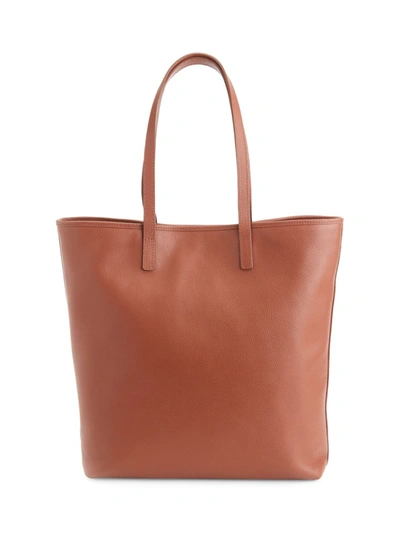 Royce New York Pebble Grain Leather Tall Tote In Tan