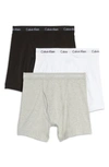 Calvin Klein 3-pack Moisture Wicking Stretch Cotton Boxer Briefs In Black, White, Grey