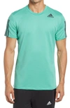Adidas Originals Adidas Training Aeroready 3 Stripe Tech T-shirt In Mint-green In Acid Mint