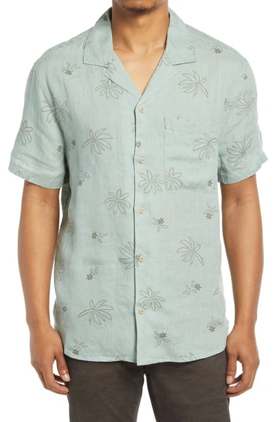 Madewell Easy Linen Short Sleeve Shirt In Frosted Sage