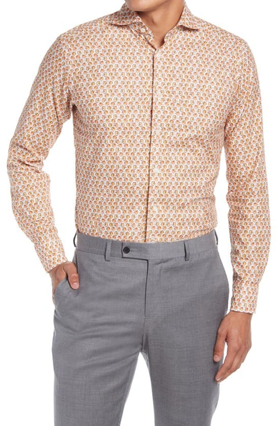 Eton Slim Fit Cocktail Print Dress Shirt In Orange