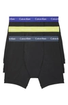 Calvin Klein 3-pack Moisture Wicking Stretch Cotton Boxer Briefs In Black/black