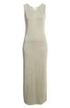 Open Edit Sleeveless Maxi Dress In Green Vetiver