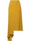 Marni Yellow Asymmetric Ruffled Skirt In Yellow & Orange