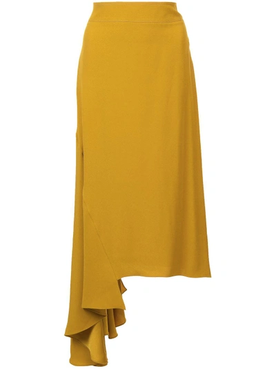 Marni Yellow Asymmetric Ruffled Skirt In Yellow & Orange