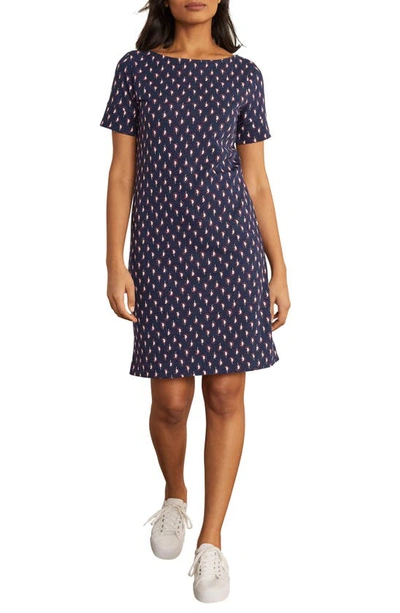 Boden Darcey Jersey T-shirt Dress In Navy Cherry Red, Paisley Stamp