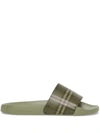 Burberry Furley Vintage Check Slide Sandals In Grün