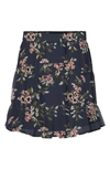 Vero Moda Kay Ruffle Chiffon Miniskirt In Navy Blazer Floral