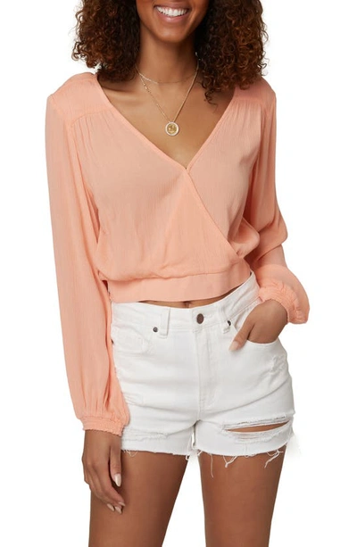 O'neill Freely Crop Blouson Top In Shell Coral