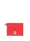 Givenchy 4g Leather Card Holder In Red