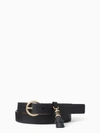 Kate Spade 2 Inch Leather Tassel Charm Belt In Black/ Pale Pol Gold