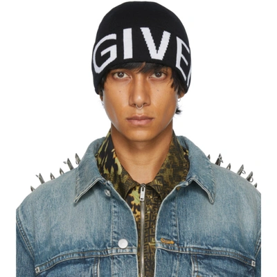 Givenchy Intarsia-logo Knitted Beanie In Black
