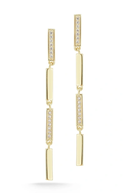 Sphera Milano Yellow Gold Vermeil Pave Cz Bar Drop Earrings