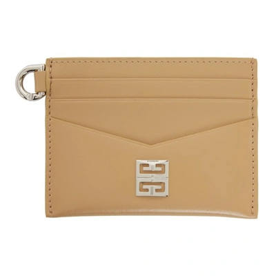 Givenchy 4g Leather Box Card Holder In Beige