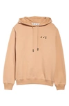 Off-white Logo Oversize Cotton Hoodie In Sand Black