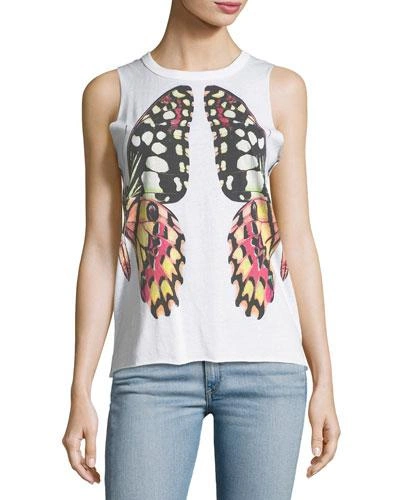 Chaser Reflected Butterfly Graphic Tank In White
