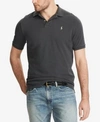 Polo Ralph Lauren Weathered Mesh Custom Slim Fit Polo Shirt In Dark Carbon Grey