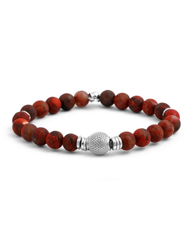 Tateossian Men's Stonehenge Bead Bracelet In Red