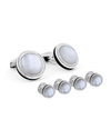 Tateossian Mother-of-pearl Sterling Silver Cuff Links Stud Set In Black