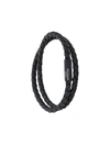 Tateossian Chelsea Double-wrap Braided Bracelet, Black