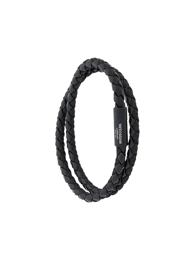 Tateossian Chelsea Double-wrap Braided Bracelet, Black