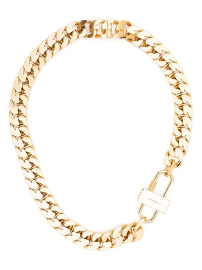 Givenchy Men's G-chain Lock Small Necklace In Gold