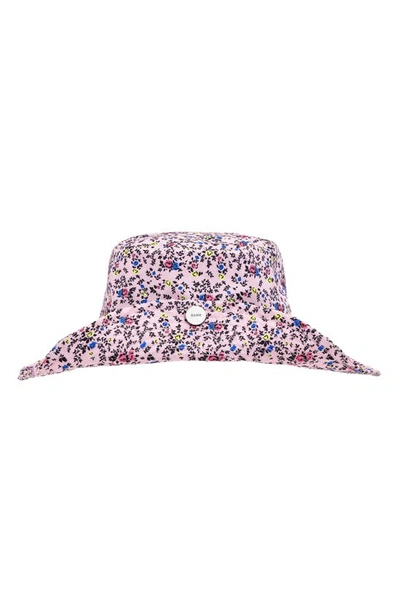 Ganni Recycled Tech Fabric Wide Brim Bucket Hat In Pink Nectar