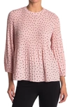 Adrianna Papell Georgette Pleated Polka Dot Blouse In Blshbscdot